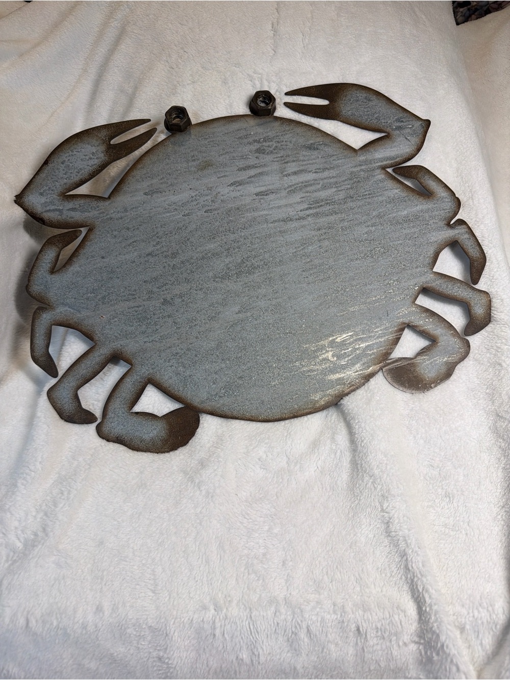 Rustic Gray Metal Crab Wall Decor - Coastal Accent